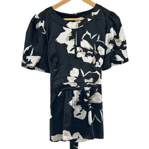 Apostrophe Black & White Cross Over Blouse Top Tunic Size‎ Large
